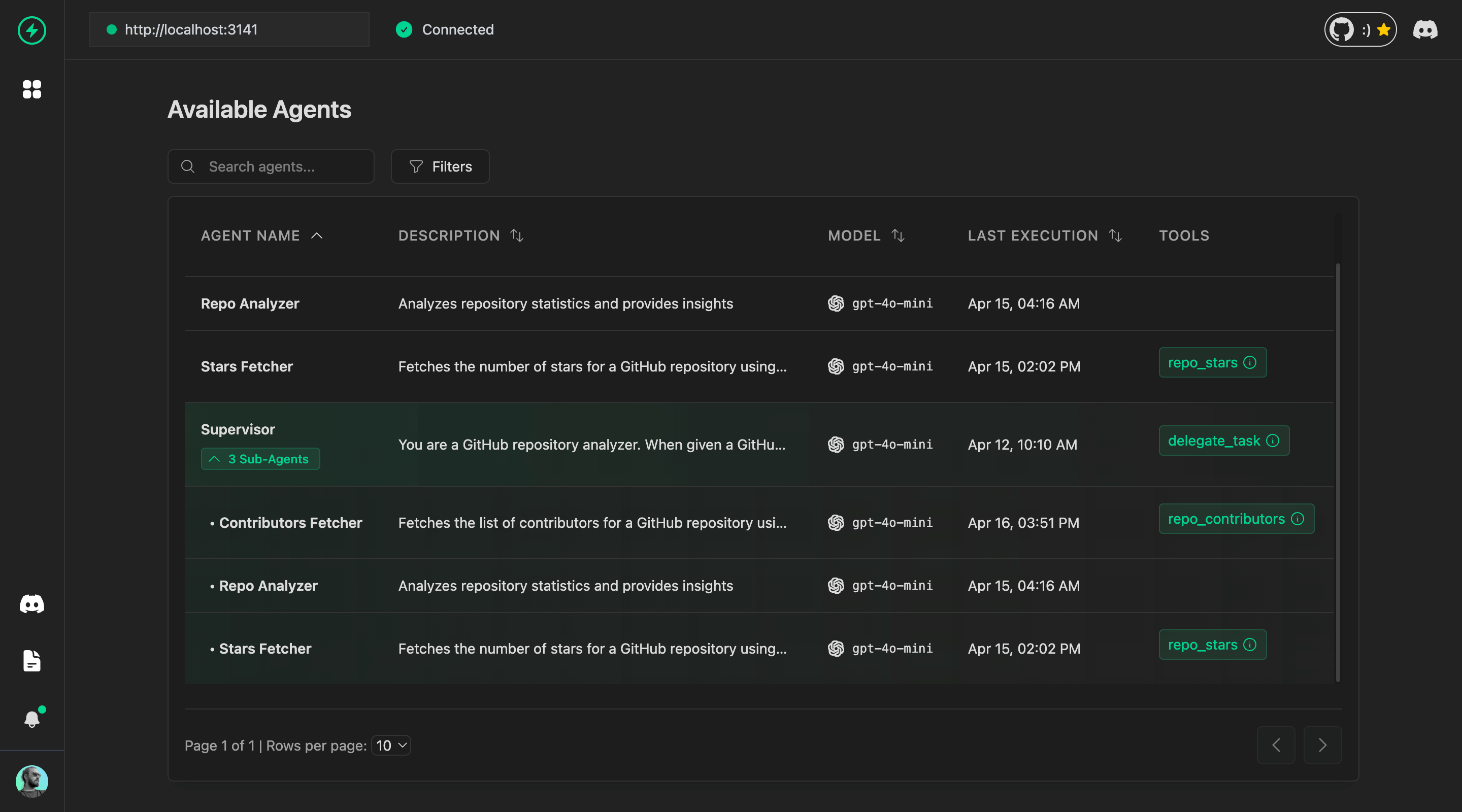 Agent Sessions List